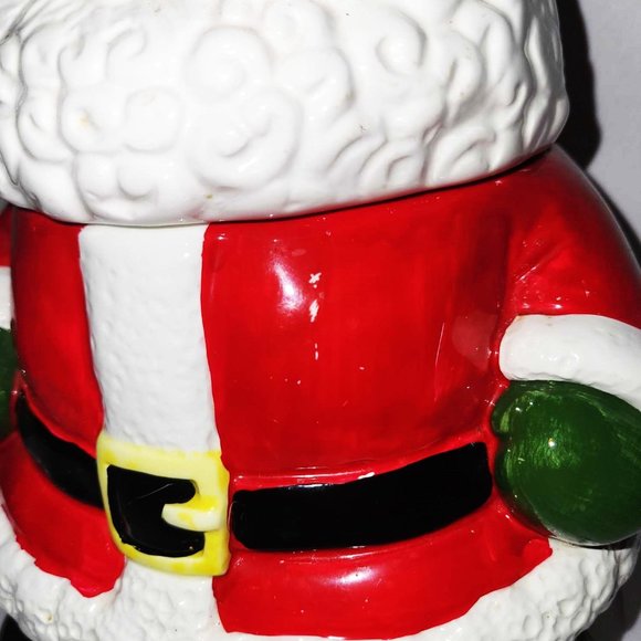 RARE Enesco Santa Cookie Jar 1980s | Glazed Porcelain | Hand-Painted | 10" Tall - Picture 4 of 14
